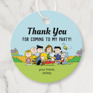 Étiquettes Cadeau cacahuètes Charlie Brown et Gang Anniversaire