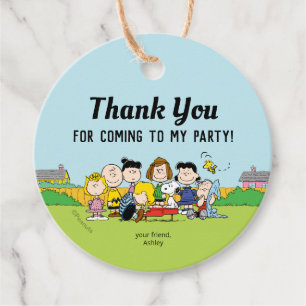 Étiquettes Cadeau cacahuètes Charlie Brown et Gang Anniversaire