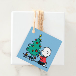 Étiquettes Cadeau cacahuètes Lumières de Noël Brown Charlie