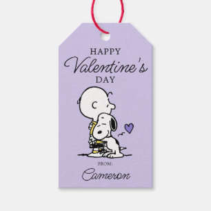 Étiquettes-cadeau cacahuètes   Saint Valentin   Charlie Brown & Snoo