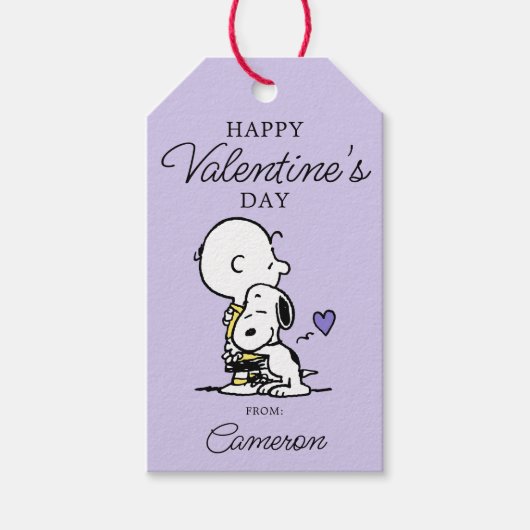 Étiquettes-cadeau cacahuètes | Saint Valentin | Charlie Brown & Snoo (Devant)