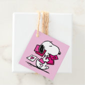 Étiquettes Cadeau cacahuètes | Saint Valentin | Snoopy Avec Valentin (En situation)