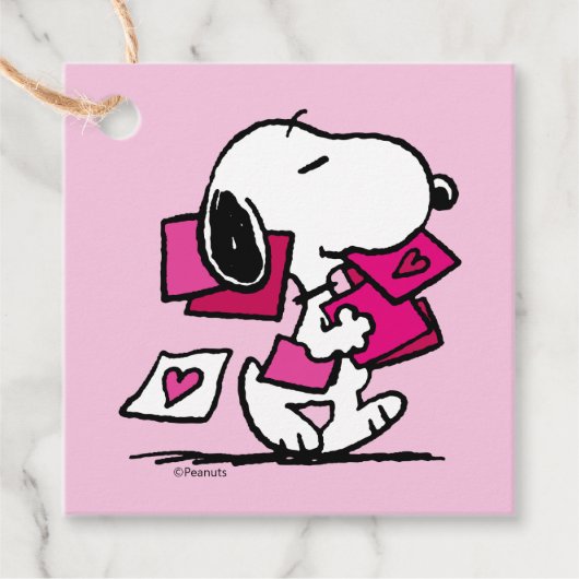 Étiquettes Cadeau cacahuètes | Saint Valentin | Snoopy Avec Valentin (Devant)