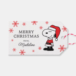 Étiquettes-cadeau cacahuètes Snoopy Santa Claus