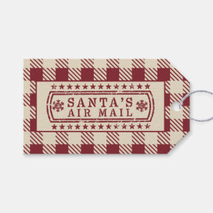 Étiquettes-cadeau Cachet de la poste classique rouge de Noël par avi