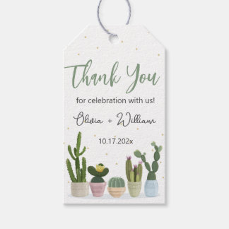 Étiquettes-cadeau Cactus Aquarelle Verdure Merci