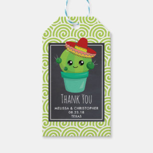 Étiquettes-cadeau Cactus souriant aux gros yeux dans le Sombrero Rou