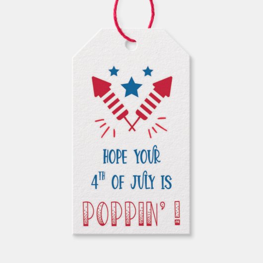 Étiquettes-cadeau Cadeau 4 juillet Rouge Blanc Bleu (Devant)