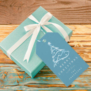 Étiquettes-cadeau Cadeau À Joyeux Noël Joyeux Nouvel An Arbre Bleu