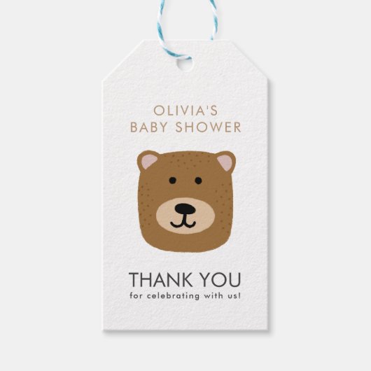 Étiquettes-cadeau Cadeau bébé ours mignon Shower (Devant)