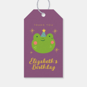 Étiquettes-cadeau Cadeau d'anniversaire de grenouille mignonne merci