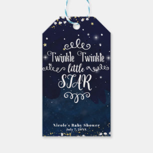 Étiquettes-cadeau Cadeau de Baby Shower "Twinkle Little Star" Bleu O