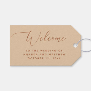 Étiquettes-cadeau Cadeau de bienvenue minimaliste de mariage Sable c