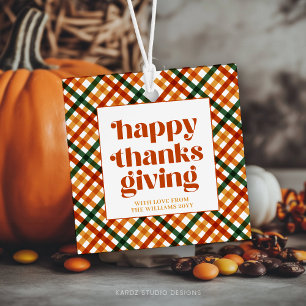 Étiquettes Cadeau Cadeau de Bon thanksgiving Plaid personnalisé