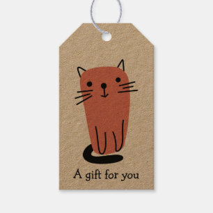 Étiquettes-cadeau Cadeau de chat doodle rouge pour vous sur mesure