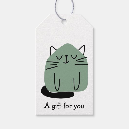 Étiquettes-cadeau Cadeau de chat Doodle Vert pour vous personnalisé (Devant)