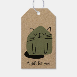 Étiquettes-cadeau Cadeau de chat doodle vert pour vous sur mesure
