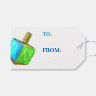 Étiquettes-cadeau Cadeau de Dreidel Étiquette-Horizontal