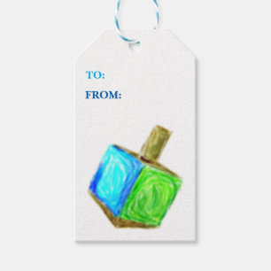 Étiquettes-cadeau Cadeau de Dreidel Étiquette-Vertical