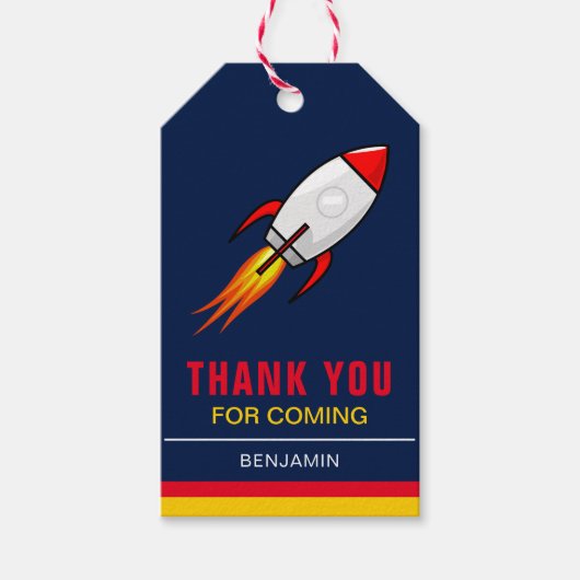 Étiquettes-cadeau Cadeau de fête d'anniversaire fusée spatiale (Devant)