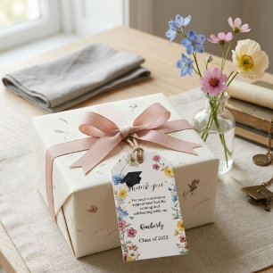 Étiquettes-cadeau Cadeau de fête de fin d'études de fleur sauvage de