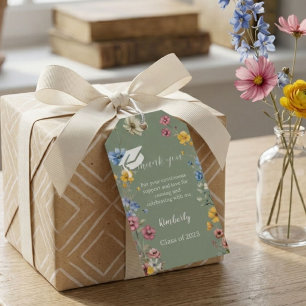 Étiquettes-cadeau Cadeau de fête de fin d'études de fleur sauvage de