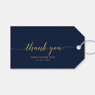 Étiquettes-cadeau Cadeau de fête élégant et stylé Or Marine Merci