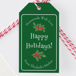 Étiquettes-cadeau Cadeau de Fêtes de fin d'année Modifiable Vert Joy