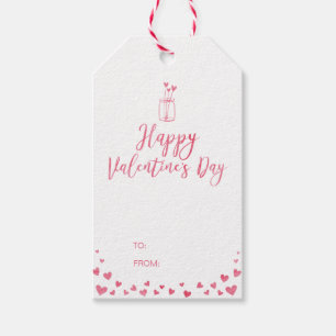 Étiquettes-cadeau Cadeau de la Saint-Valentin Cœurs Rouges Aquarelle
