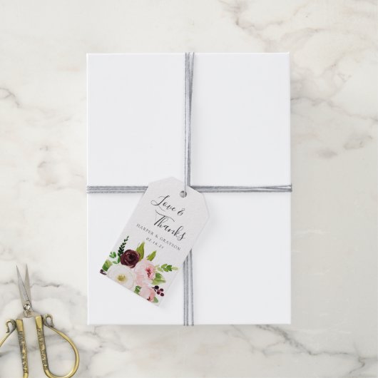Étiquettes-cadeau Cadeau de mariage Blush Romance (Avec de la ficelle)