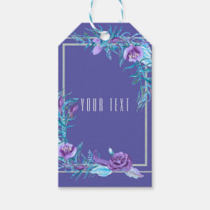 Étiquettes-cadeau Cadeau de mariage chic floral violet pourpre aqua