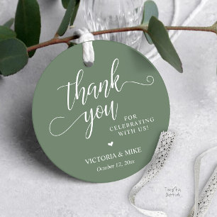 Étiquettes Cadeau Cadeau de mariage élégant écriture manuscrite vert