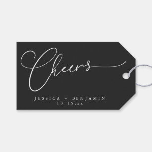 Étiquettes-cadeau Cadeau de mariage élégant minimal noir écriture él