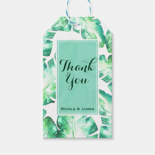 Étiquettes-cadeau Cadeau de mariage Feuilles Tropicales Vert et Blan