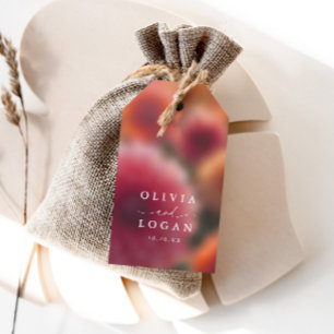 Étiquettes-cadeau Cadeau de mariage moderne élégant Floral Blur