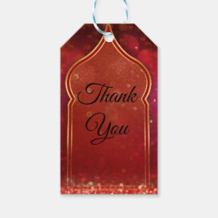 Étiquettes-cadeau Cadeau de mariage Nuits marocaines Rouge & Or