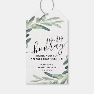 Étiquettes-cadeau Cadeau de mariage Olive Branch Sip Sip Hourra