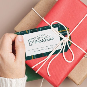 Étiquettes-cadeau cadeau de Noël classique vacances vertes plissé