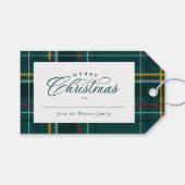 Étiquettes-cadeau cadeau de Noël classique vacances vertes plissé (Devant (Horizontal))