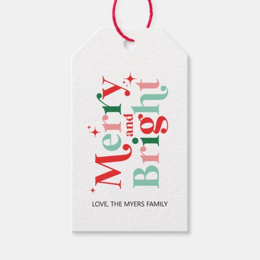 Étiquettes-cadeau cadeau de noël joyeux et rose vif (Devant)