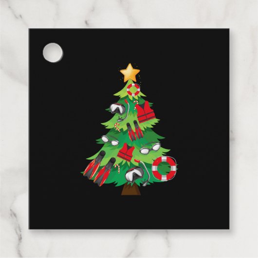 Étiquettes Cadeau Cadeau de Noël Natation Arbre de Noël G (Devant)