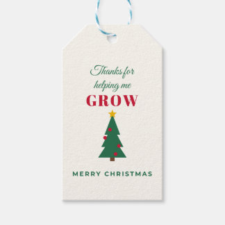 Étiquettes-cadeau Cadeau de Noël pour l'enseignant qui m'a aidé à gr