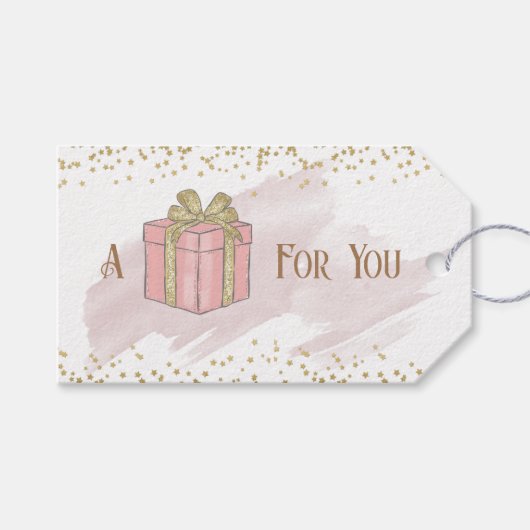 Étiquettes-cadeau Cadeau de Noël rose (Devant (Horizontal))