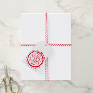 Étiquettes-cadeau CADEAU DE NOËL santa liste gentille timbre rouge