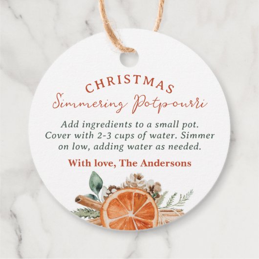Étiquettes Cadeau Cadeau de Noël Simmerer Potpourri (Dos)