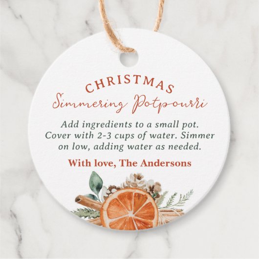 Étiquettes Cadeau Cadeau de Noël Simmerer Potpourri (Devant)