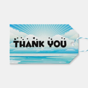 Étiquettes-cadeau Cadeau de plage Lever de soleil Océan Bleu Merci N