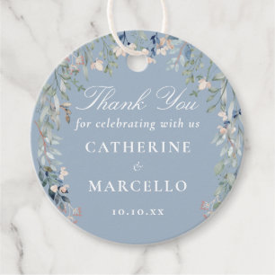 Étiquettes Cadeau Cadeau de remerciement de mariage bleu poussiéreux
