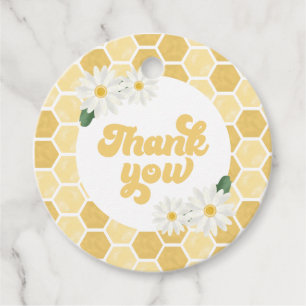 Étiquettes Cadeau Cadeau de remerciement nid d'abeille et marguerite