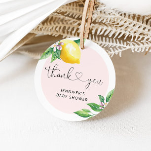 Étiquettes Cadeau Cadeau de remerciement pour Baby Shower citron ros